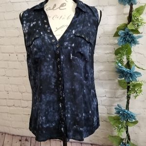 Rock & Republic Medium Blue grommet tunic tank top
